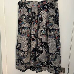 Elegant A-Line Skirt with Equestrian Patterns. Hirsch Made in Germany. Waist 34”